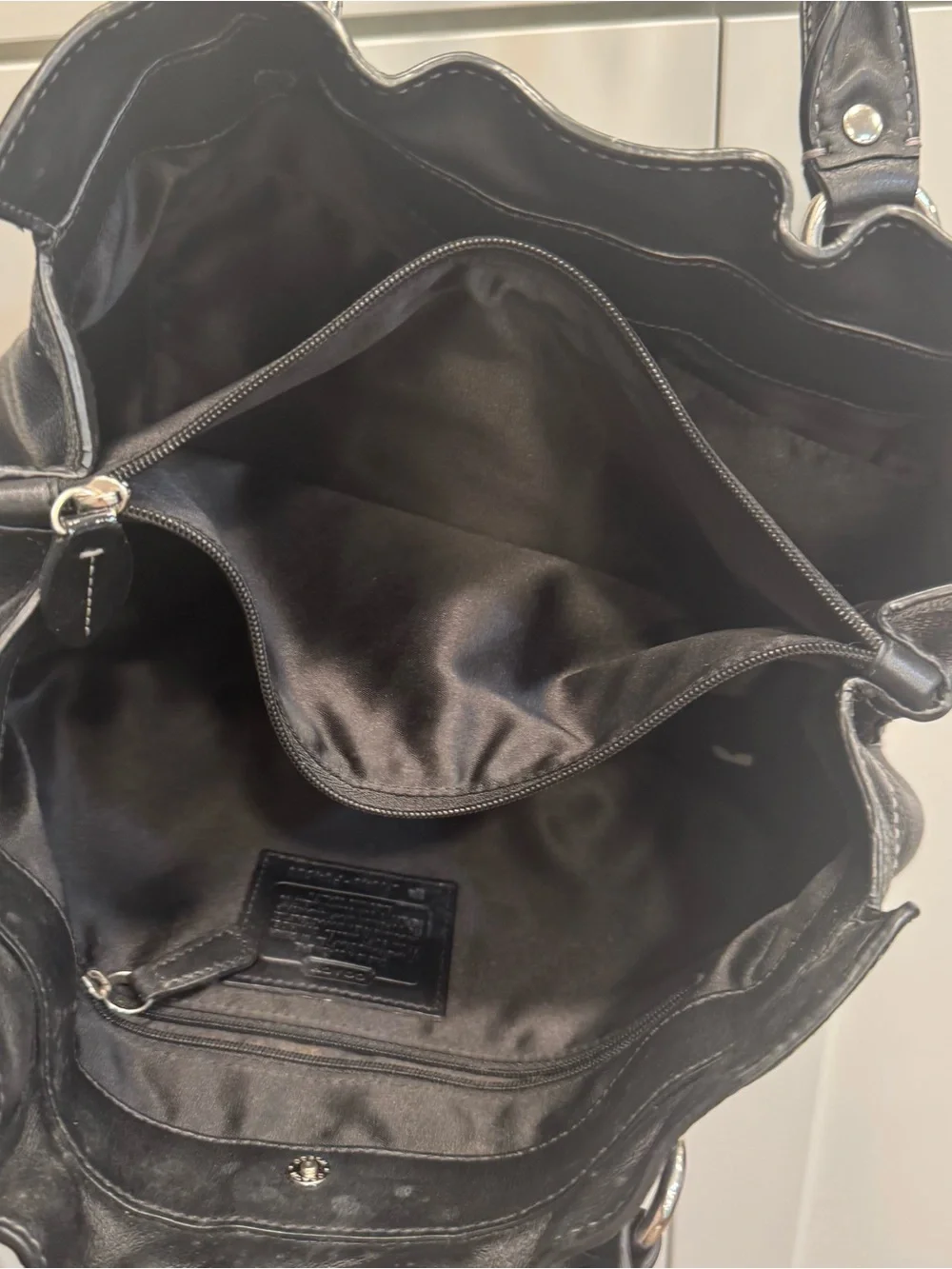 Coach Black Leather Zip-Front Shoulder Tote